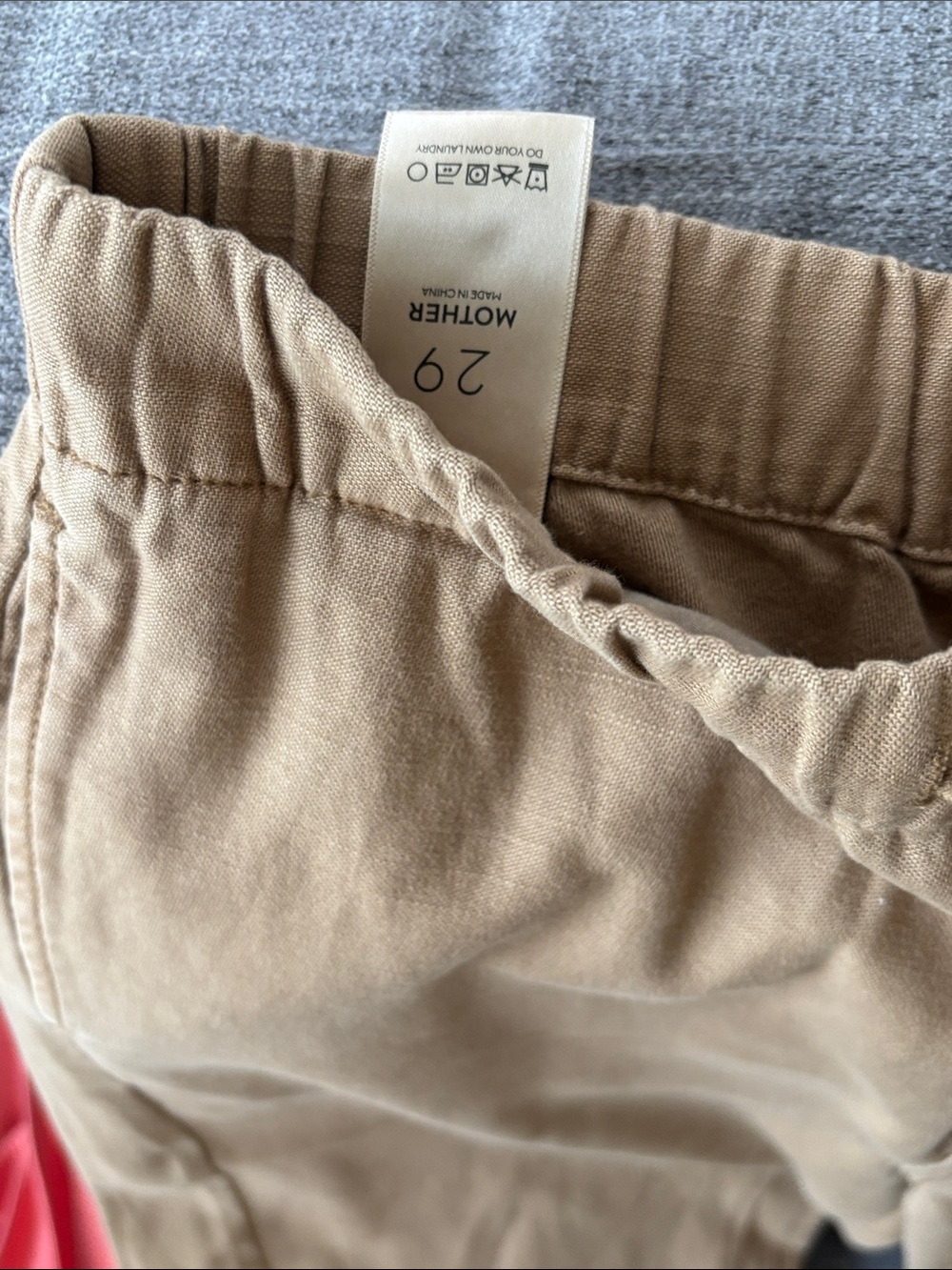 MOTHER Casual Elastic-Waist Pants in Beige